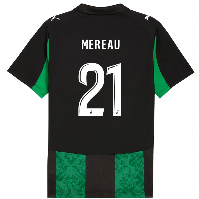 Danxen Enfant Maillot Alizée Mereau #21 Noir Vert Tenues Extérieur 2025/26 T-Shirt