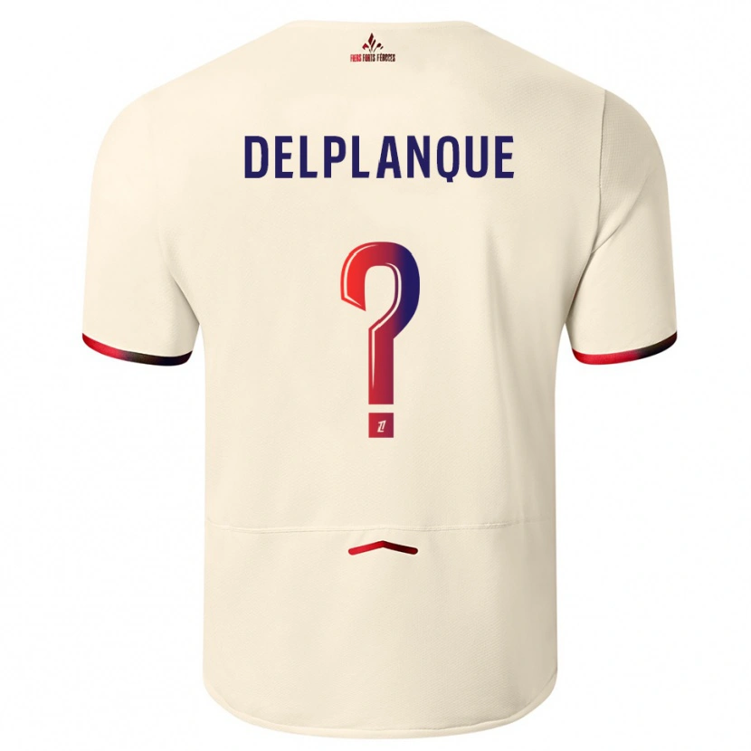 Danxen Enfant Maillot Gaël Delplanque #0 Blanc Cassé Rouge Tenues Extérieur 2025/26 T-Shirt