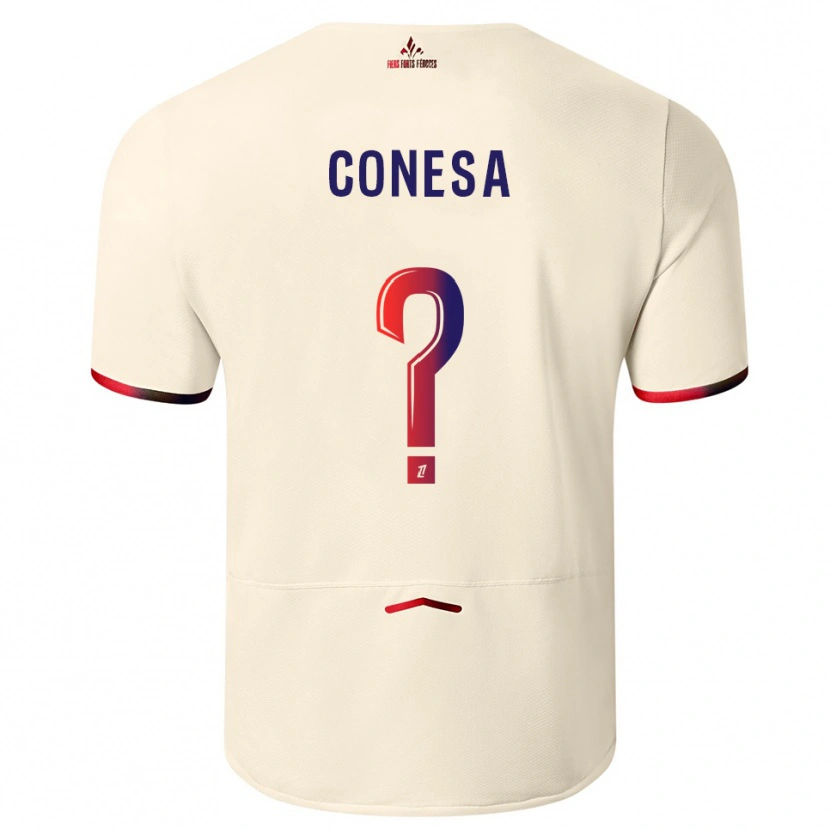 Danxen Enfant Maillot Anna Conesa #0 Blanc Cassé Rouge Tenues Extérieur 2025/26 T-Shirt