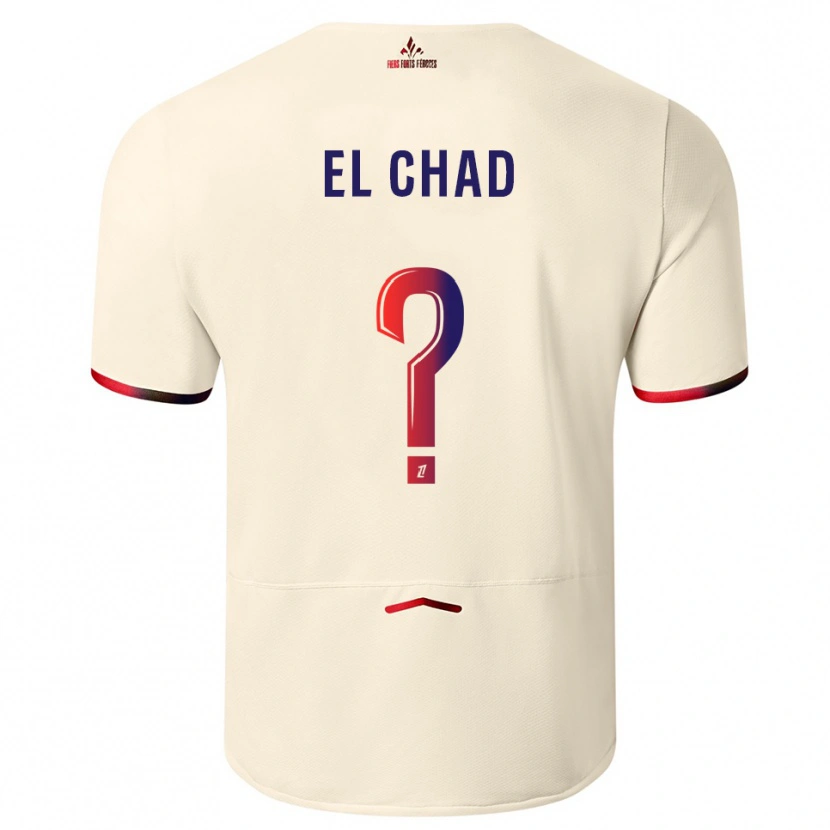 Danxen Enfant Maillot Nesryne El Chad #0 Blanc Cassé Rouge Tenues Extérieur 2025/26 T-Shirt