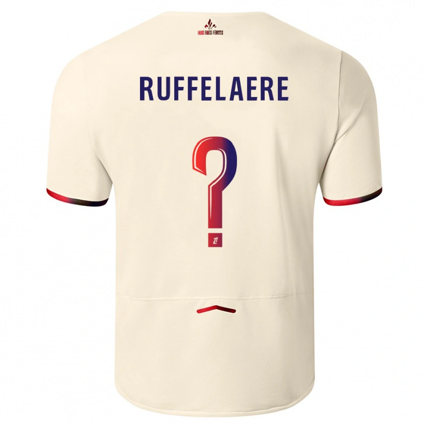 Danxen Enfant Maillot Perrine Ruffelaere #0 Blanc Cassé Rouge Tenues Extérieur 2025/26 T-Shirt