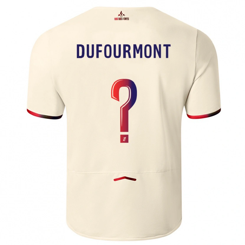 Danxen Enfant Maillot Eléa Dufourmont #0 Blanc Cassé Rouge Tenues Extérieur 2025/26 T-Shirt