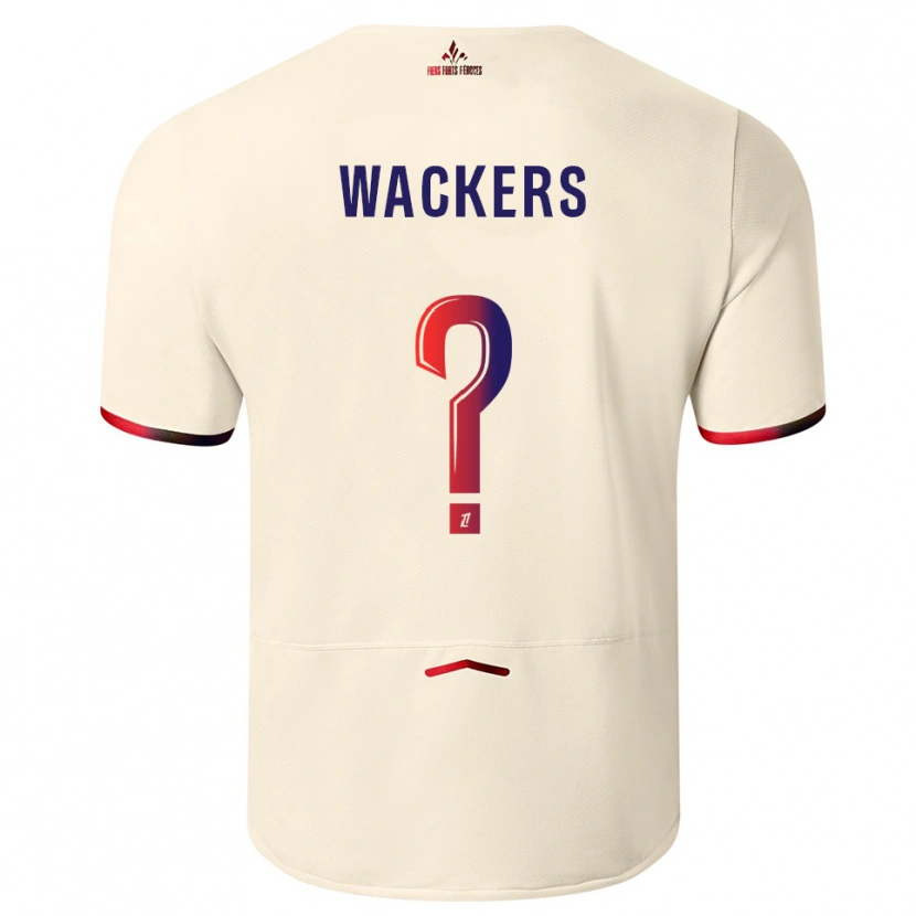 Danxen Enfant Maillot Maxime Wackers #0 Blanc Cassé Rouge Tenues Extérieur 2025/26 T-Shirt