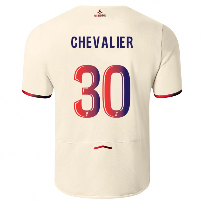Danxen Enfant Maillot Lucas Chevalier #30 Blanc Cassé Rouge Tenues Extérieur 2025/26 T-Shirt
