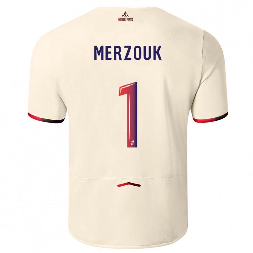 Danxen Enfant Maillot Samy Merzouk #1 Blanc Cassé Rouge Tenues Extérieur 2025/26 T-Shirt