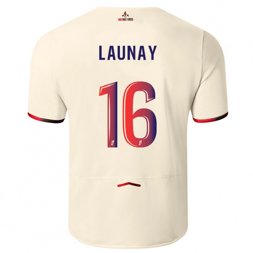 Danxen Enfant Maillot Elisa Launay #16 Blanc Cassé Rouge Tenues Extérieur 2025/26 T-Shirt
