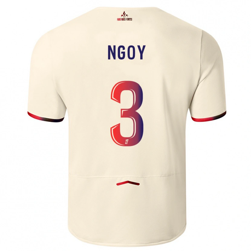 Danxen Enfant Maillot Nathan Ngoy #3 Blanc Cassé Rouge Tenues Extérieur 2025/26 T-Shirt