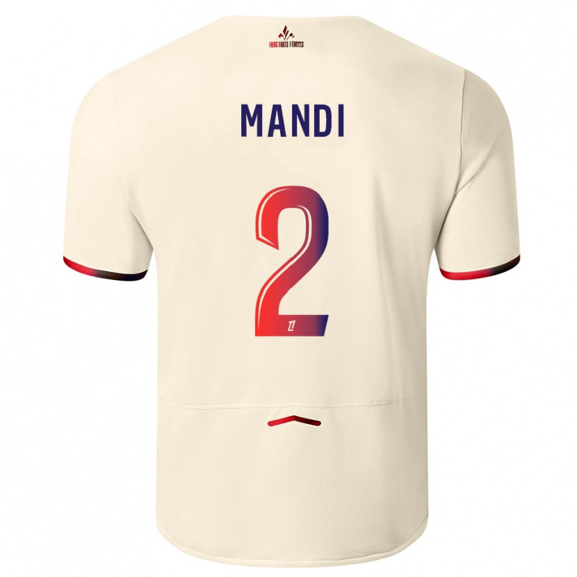Danxen Enfant Maillot Aïssa Mandi #2 Blanc Cassé Rouge Tenues Extérieur 2025/26 T-Shirt