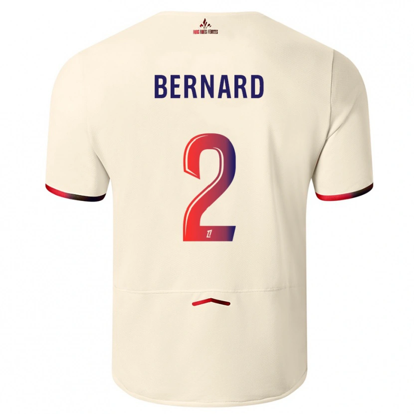 Danxen Enfant Maillot Loïk Bernard #2 Blanc Cassé Rouge Tenues Extérieur 2025/26 T-Shirt