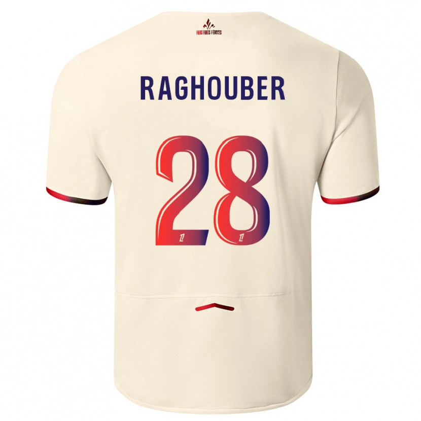 Danxen Enfant Maillot Ugo Raghouber #28 Blanc Cassé Rouge Tenues Extérieur 2025/26 T-Shirt