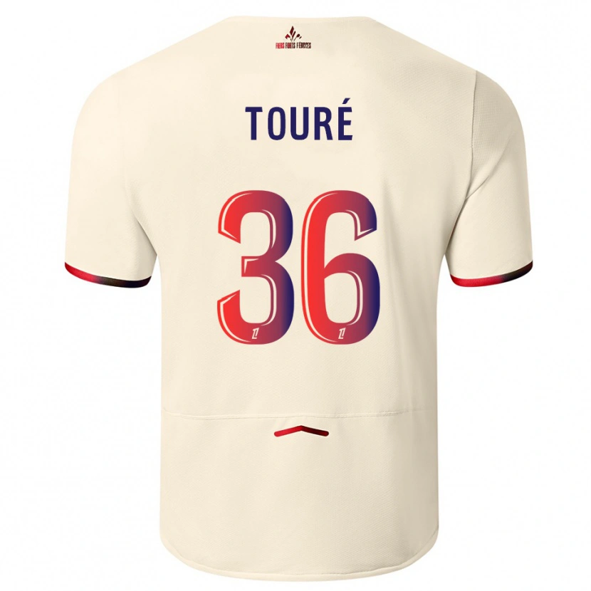 Danxen Enfant Maillot Ousmane Touré #36 Blanc Cassé Rouge Tenues Extérieur 2025/26 T-Shirt