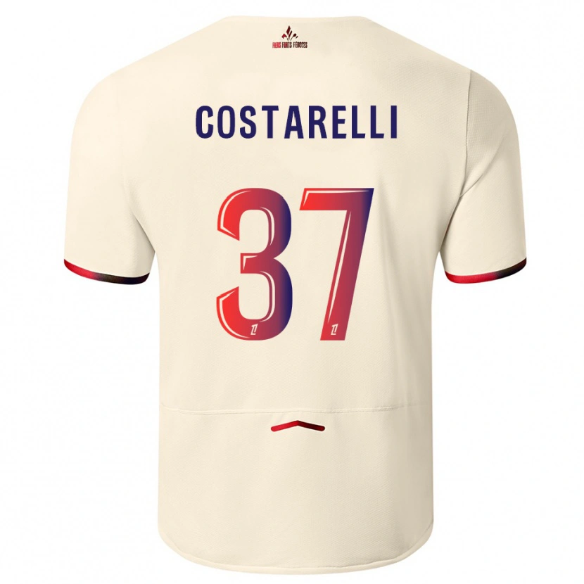 Danxen Enfant Maillot Morgan Costarelli #37 Blanc Cassé Rouge Tenues Extérieur 2025/26 T-Shirt