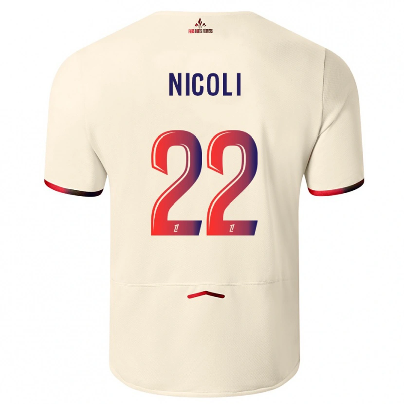 Danxen Enfant Maillot Morgane Nicoli #22 Blanc Cassé Rouge Tenues Extérieur 2025/26 T-Shirt