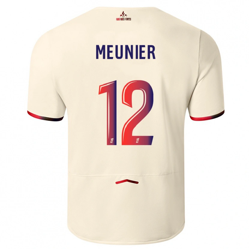 Danxen Enfant Maillot Thomas Meunier #12 Blanc Cassé Rouge Tenues Extérieur 2025/26 T-Shirt