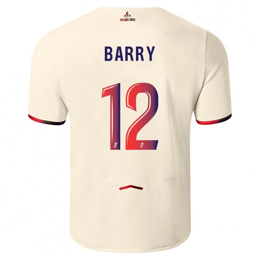 Danxen Enfant Maillot Léo Barry #12 Blanc Cassé Rouge Tenues Extérieur 2025/26 T-Shirt