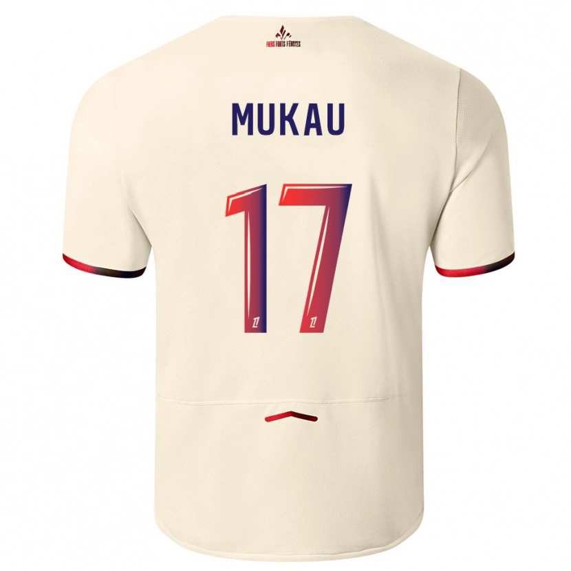 Danxen Enfant Maillot Ngal'ayel Mukau #17 Blanc Cassé Rouge Tenues Extérieur 2025/26 T-Shirt