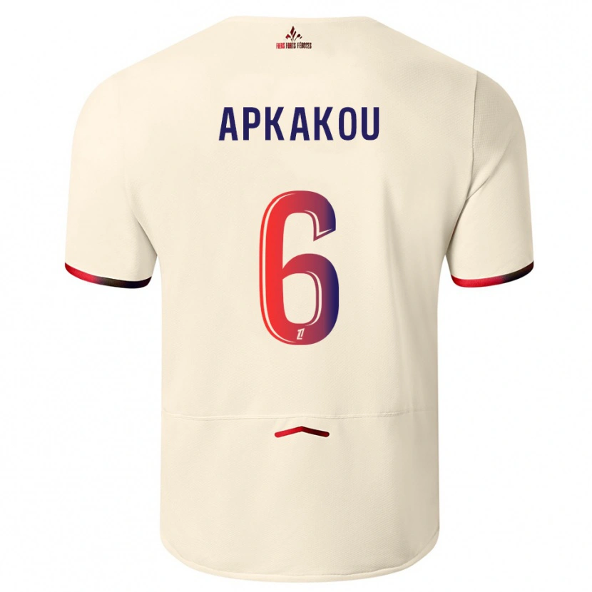 Danxen Enfant Maillot Ethan Apkakou #6 Blanc Cassé Rouge Tenues Extérieur 2025/26 T-Shirt