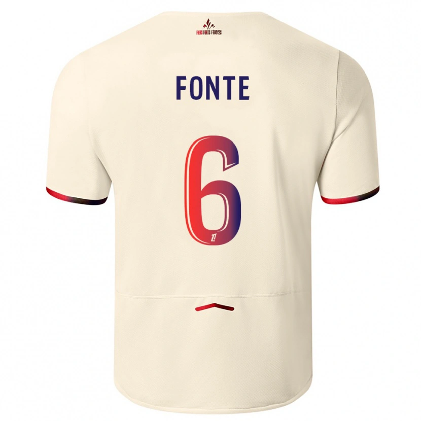 Danxen Enfant Maillot Jose Fonte #6 Blanc Cassé Rouge Tenues Extérieur 2025/26 T-Shirt