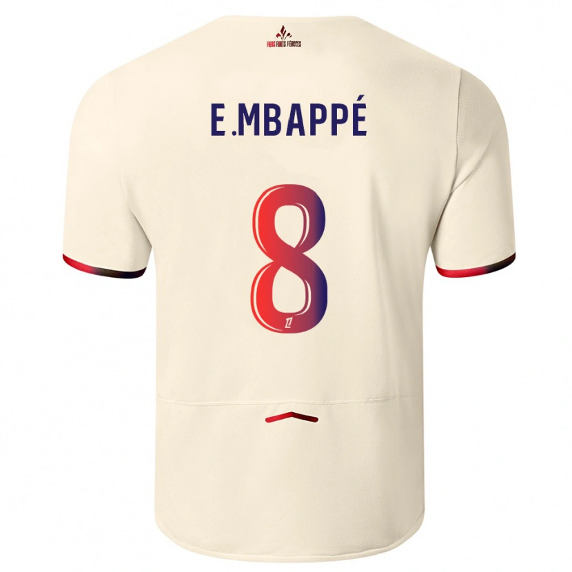 Danxen Enfant Maillot Ethan Mbappé #8 Blanc Cassé Rouge Tenues Extérieur 2025/26 T-Shirt