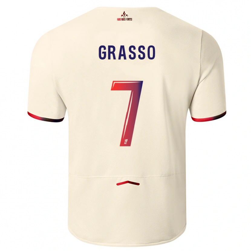Danxen Enfant Maillot Enzo Grasso #7 Blanc Cassé Rouge Tenues Extérieur 2025/26 T-Shirt