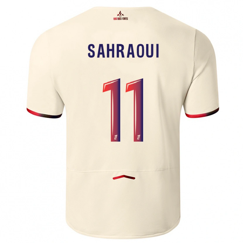 Danxen Enfant Maillot Osame Sahraoui #11 Blanc Cassé Rouge Tenues Extérieur 2025/26 T-Shirt