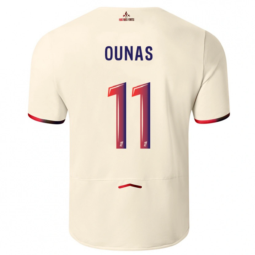 Danxen Enfant Maillot Adam Ounas #11 Blanc Cassé Rouge Tenues Extérieur 2025/26 T-Shirt
