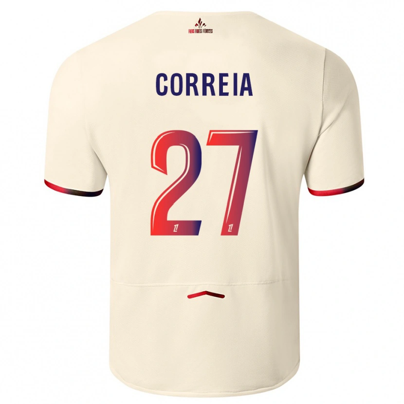 Danxen Enfant Maillot Félix Correia #27 Blanc Cassé Rouge Tenues Extérieur 2025/26 T-Shirt