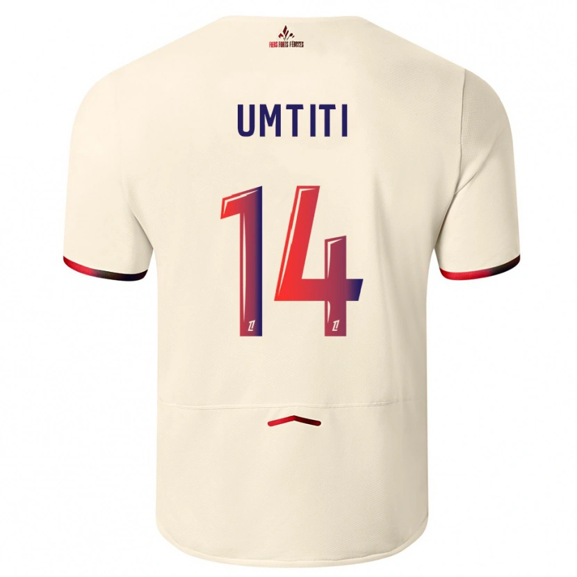 Danxen Enfant Maillot Samuel Umtiti #14 Blanc Cassé Rouge Tenues Extérieur 2025/26 T-Shirt