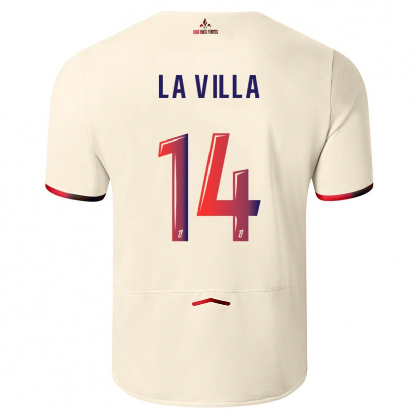 Danxen Enfant Maillot Caroline La Villa #14 Blanc Cassé Rouge Tenues Extérieur 2025/26 T-Shirt