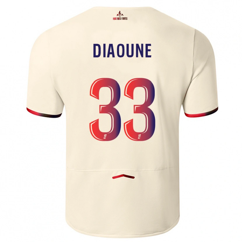 Danxen Enfant Maillot Soriba Diaoune #33 Blanc Cassé Rouge Tenues Extérieur 2025/26 T-Shirt