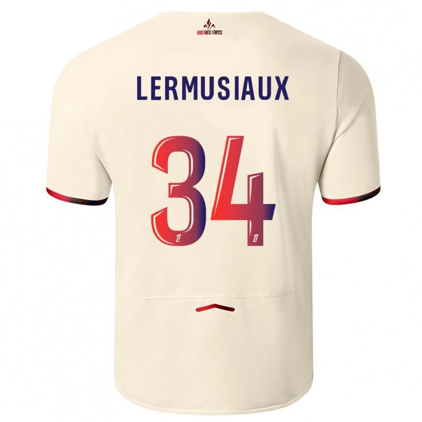 Danxen Enfant Maillot Chrystal Lermusiaux #34 Blanc Cassé Rouge Tenues Extérieur 2025/26 T-Shirt
