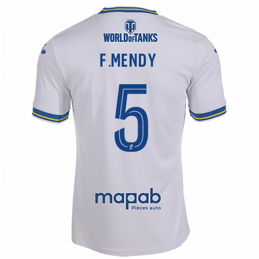 Danxen Enfant Maillot Formose Mendy #5 Blanc Bleu Ciel Tenues Extérieur 2025/26 T-Shirt