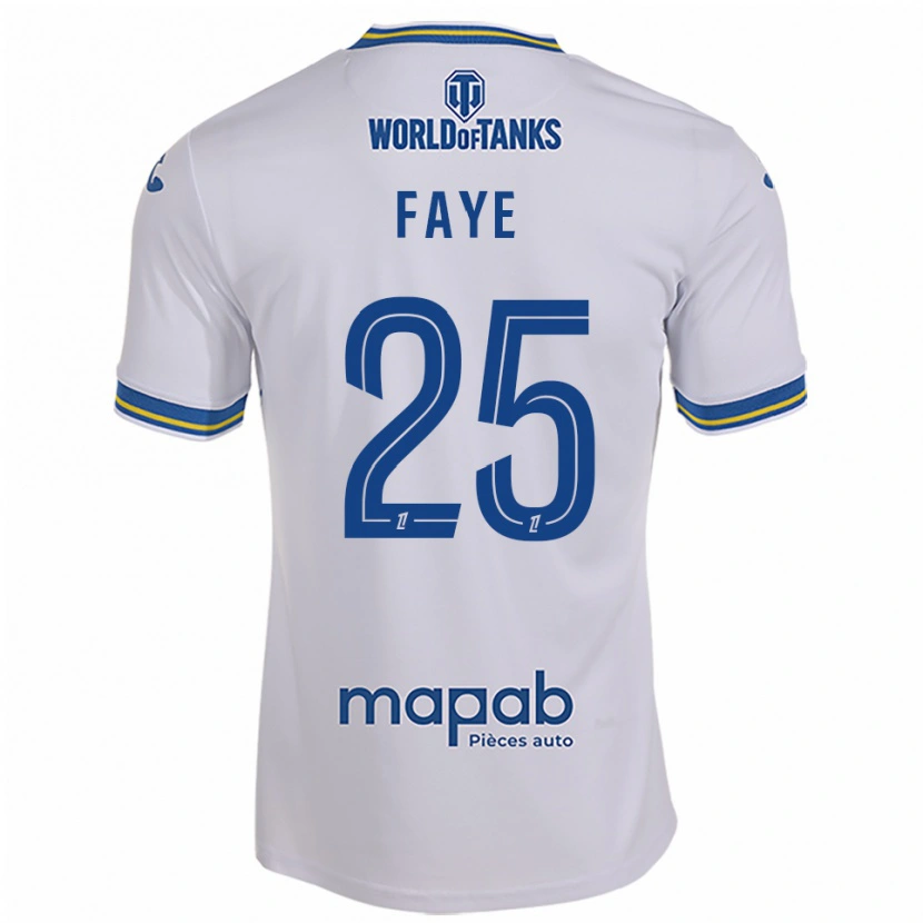 Danxen Enfant Maillot Abdoulaye Faye #25 Blanc Bleu Ciel Tenues Extérieur 2025/26 T-Shirt