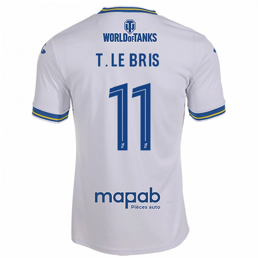 Danxen Enfant Maillot Théo Le Bris #11 Blanc Bleu Ciel Tenues Extérieur 2025/26 T-Shirt