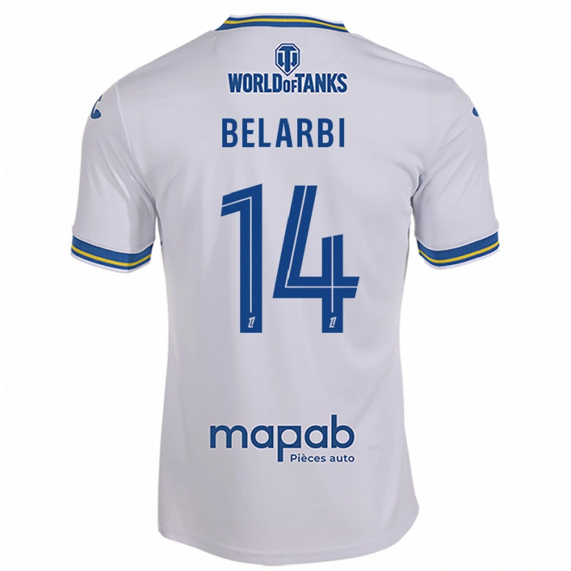 Danxen Enfant Maillot Sohaib Belarbi #14 Blanc Bleu Ciel Tenues Extérieur 2025/26 T-Shirt