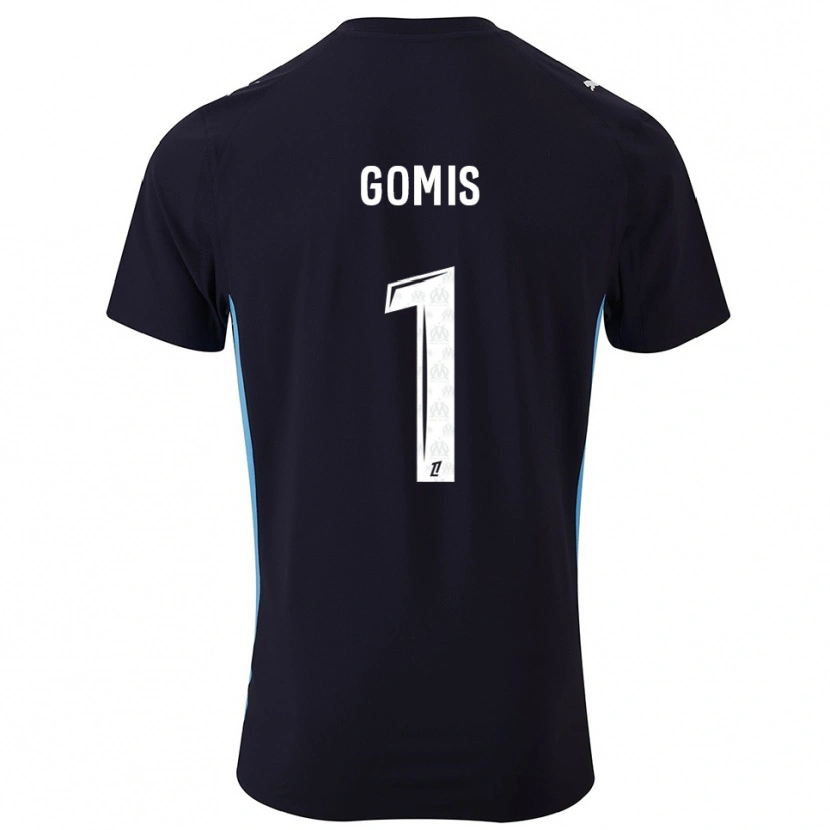 Danxen Enfant Maillot Ibrahim Gomis #1 Noir Bleu Ciel Tenues Extérieur 2025/26 T-Shirt