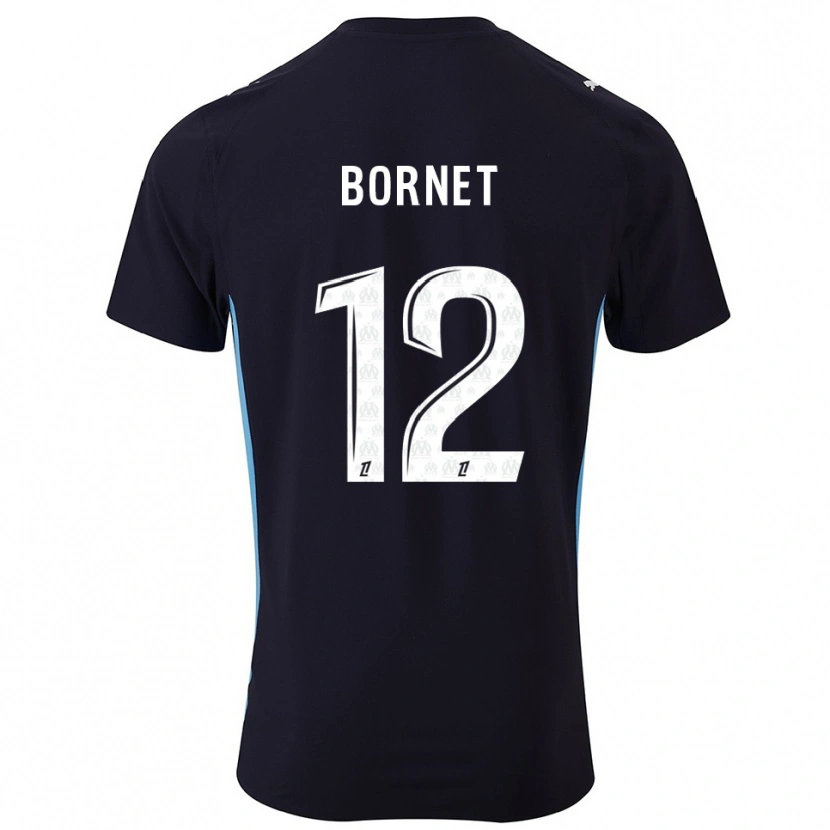 Danxen Enfant Maillot Camille Bornet #12 Noir Bleu Ciel Tenues Extérieur 2025/26 T-Shirt