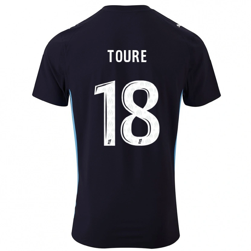 Danxen Enfant Maillot Isaak Toure #18 Noir Bleu Ciel Tenues Extérieur 2025/26 T-Shirt