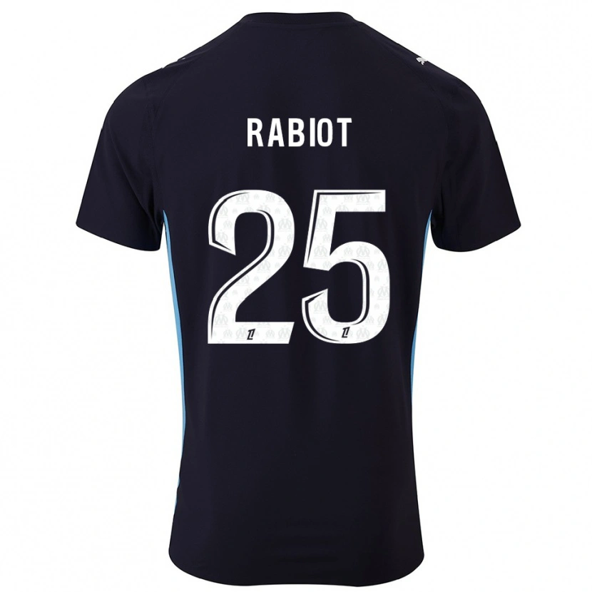 Danxen Enfant Maillot Adrien Rabiot #25 Noir Bleu Ciel Tenues Extérieur 2025/26 T-Shirt