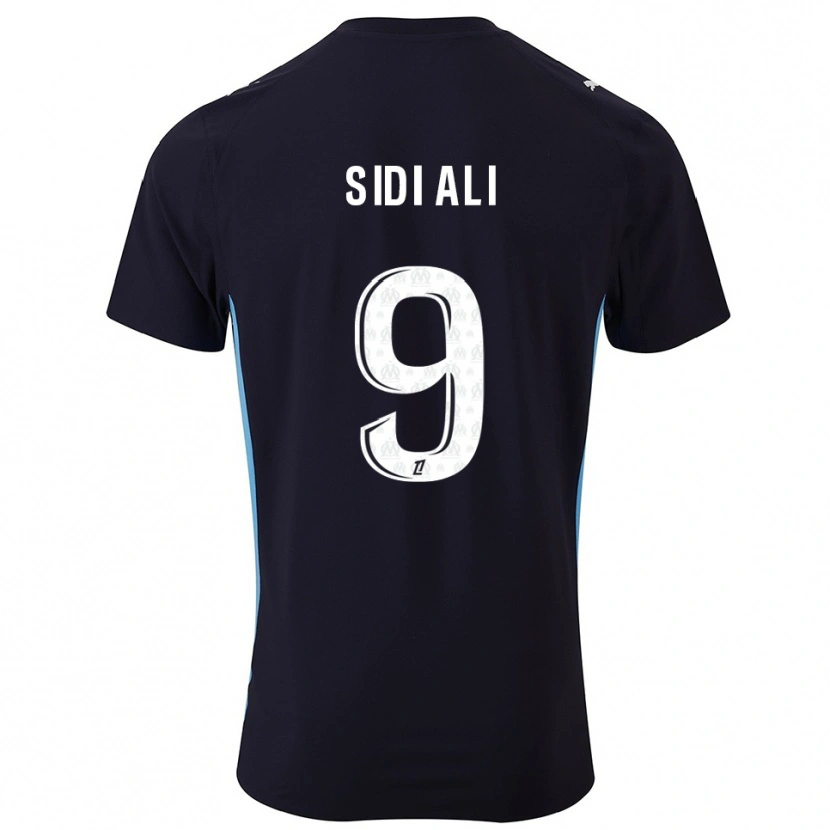 Danxen Enfant Maillot Sofiane Sidi Ali #9 Noir Bleu Ciel Tenues Extérieur 2025/26 T-Shirt