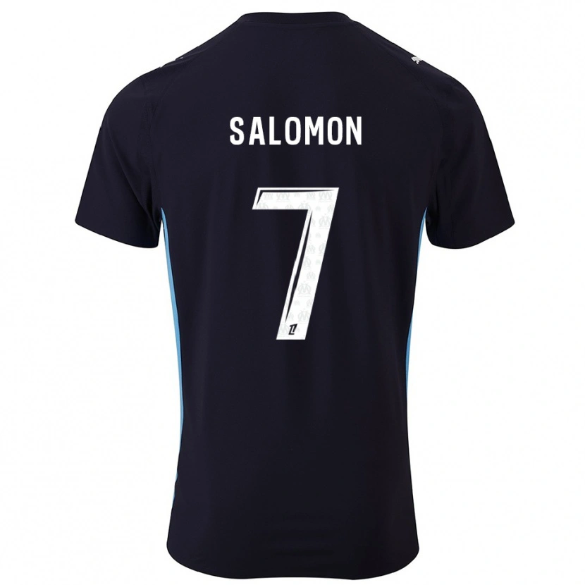 Danxen Enfant Maillot Maëva Salomon #7 Noir Bleu Ciel Tenues Extérieur 2025/26 T-Shirt