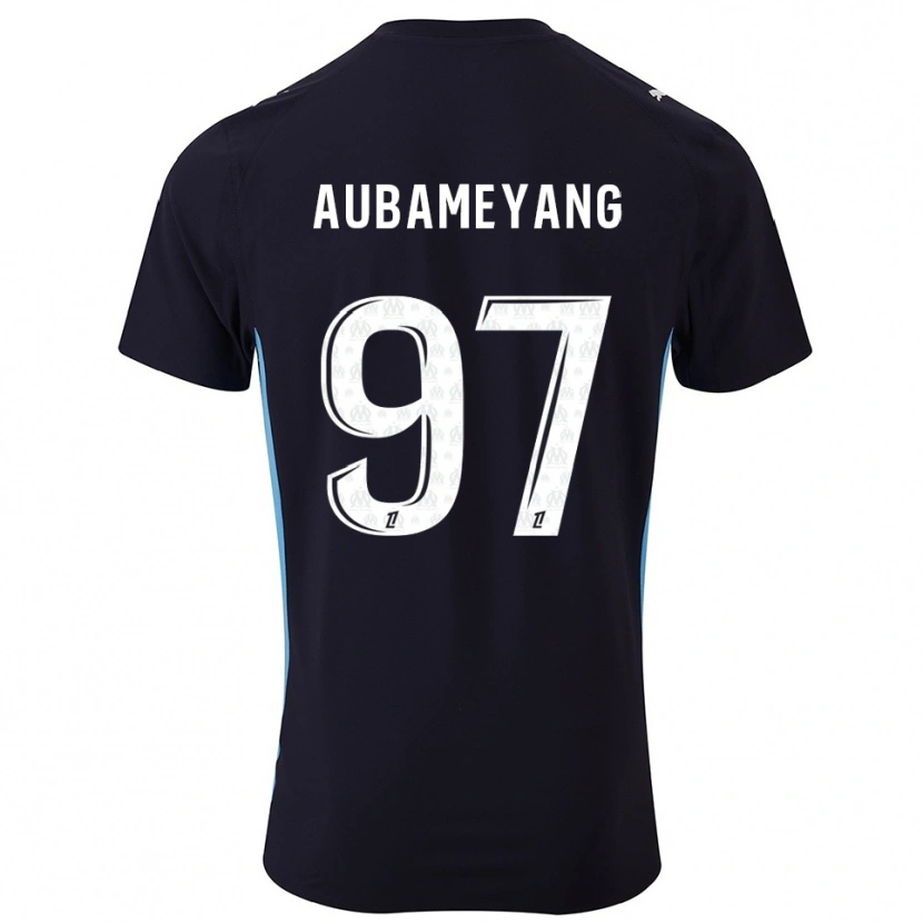 Danxen Enfant Maillot Pierre-Emerick Aubameyang #97 Noir Bleu Ciel Tenues Extérieur 2025/26 T-Shirt