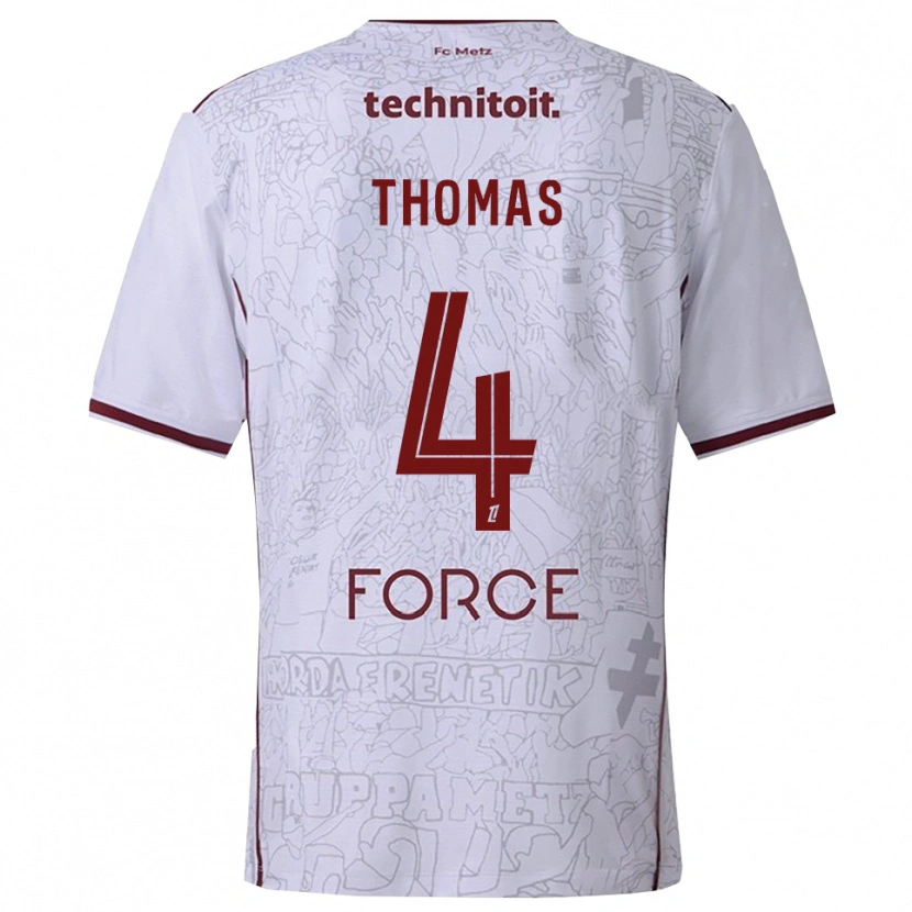 Danxen Enfant Maillot Gabriel Thomas #4 Blanc Bourgogne Tenues Extérieur 2025/26 T-Shirt