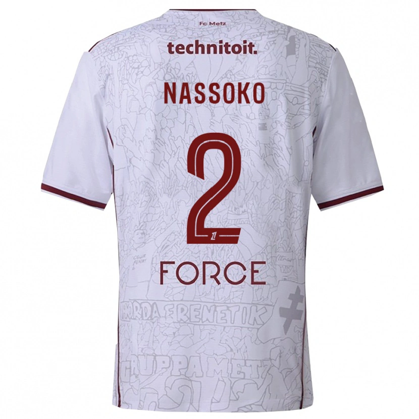Danxen Enfant Maillot Abdoulaye Nassoko #2 Blanc Bourgogne Tenues Extérieur 2025/26 T-Shirt