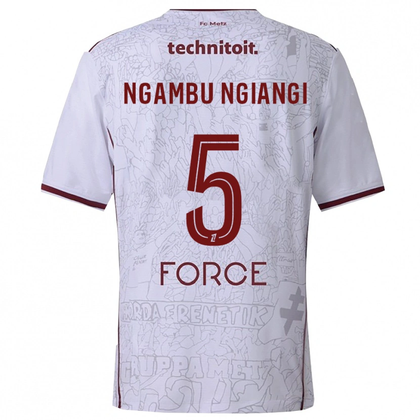 Danxen Enfant Maillot Esther Ngambu Ngiangi #5 Blanc Bourgogne Tenues Extérieur 2025/26 T-Shirt