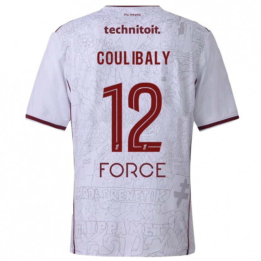 Danxen Enfant Maillot Kady Coulibaly #12 Blanc Bourgogne Tenues Extérieur 2025/26 T-Shirt