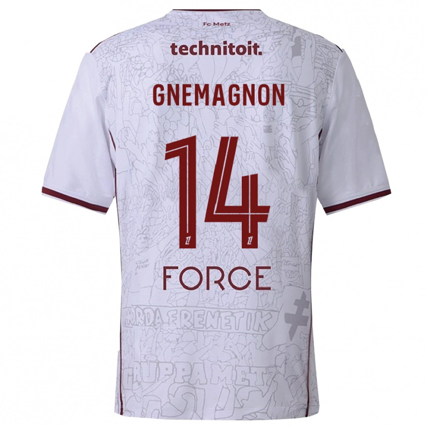 Danxen Enfant Maillot Mahi Gnemagnon #14 Blanc Bourgogne Tenues Extérieur 2025/26 T-Shirt