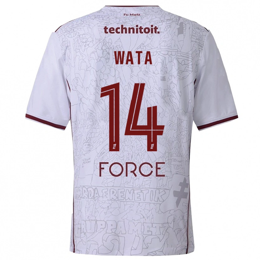 Danxen Enfant Maillot Xavier Wata #14 Blanc Bourgogne Tenues Extérieur 2025/26 T-Shirt
