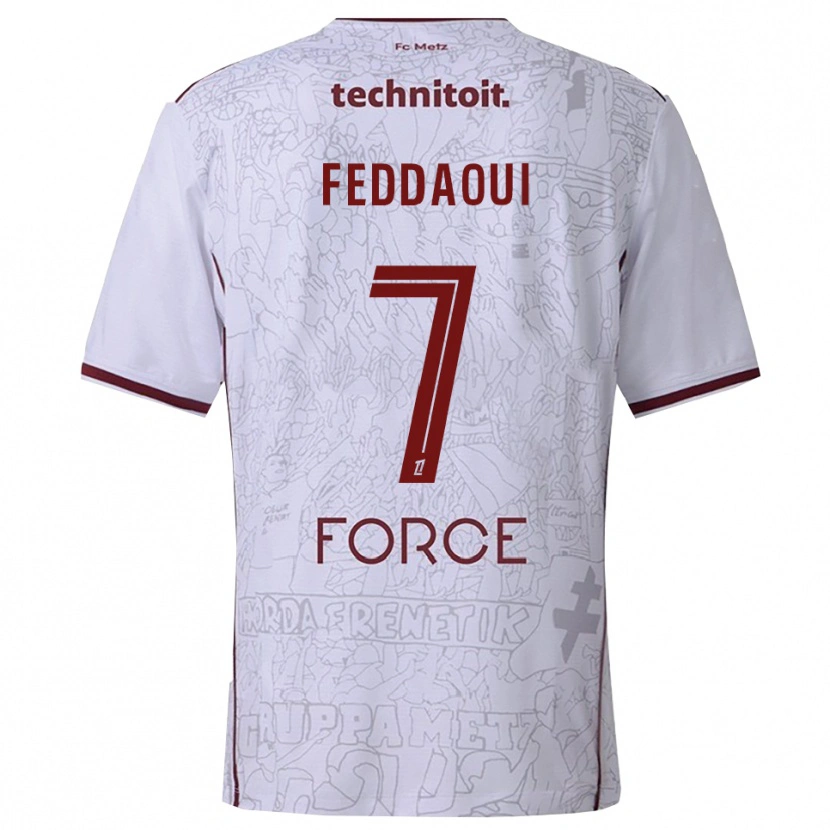 Danxen Enfant Maillot Leina Feddaoui #7 Blanc Bourgogne Tenues Extérieur 2025/26 T-Shirt
