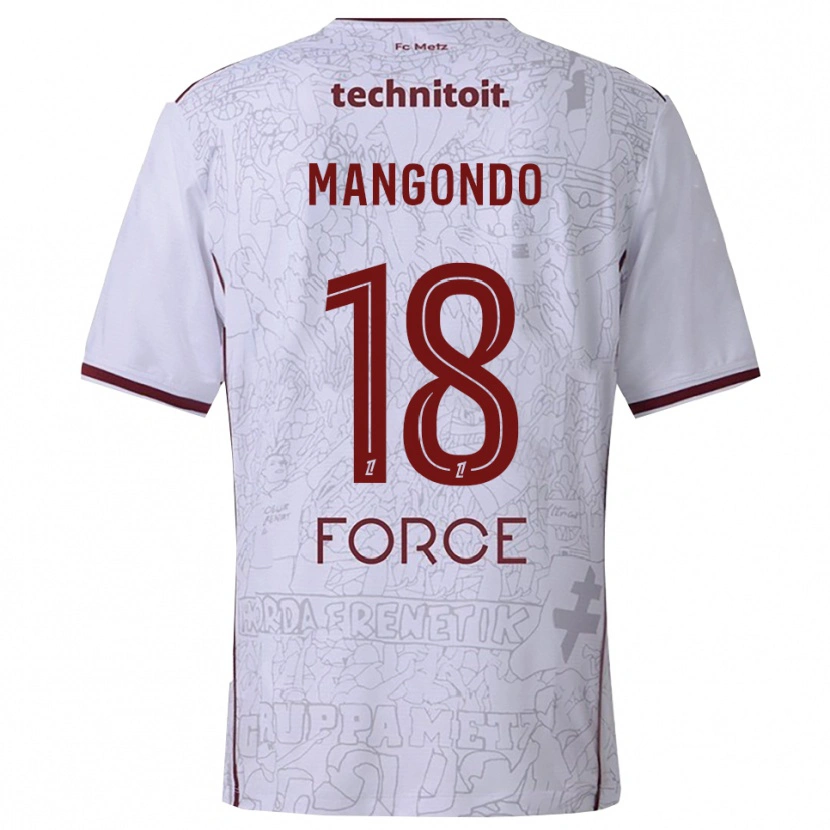 Danxen Enfant Maillot Joseph Mangondo #18 Blanc Bourgogne Tenues Extérieur 2025/26 T-Shirt
